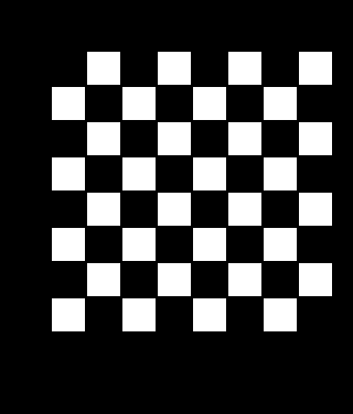 Enlarged 8 by 8 illustration showing how to recreate the 50 percent gray pattern pixel by pixel